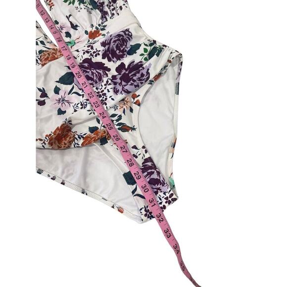 Cupshe White Multicolor Floral One Piece Swimsuit Womens Large NEW - Picture 7 of 7